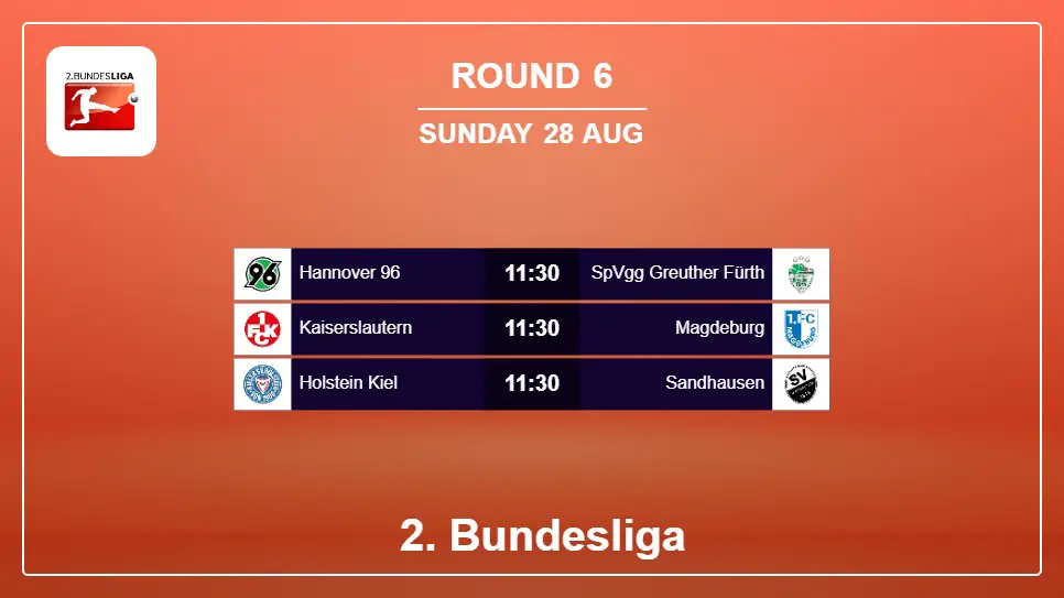 Germany 2. Bundesliga 2022-2023 Round-6 2022-08-28 matches