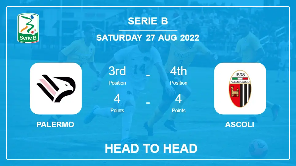 Head to Head stats Palermo vs Ascoli: Prediction, Odds - 27-08-2022 - Serie B