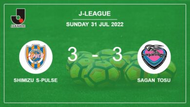 J-League: Shimizu S-Pulse and Sagan Tosu draw a hectic match 3-3 on Sunday