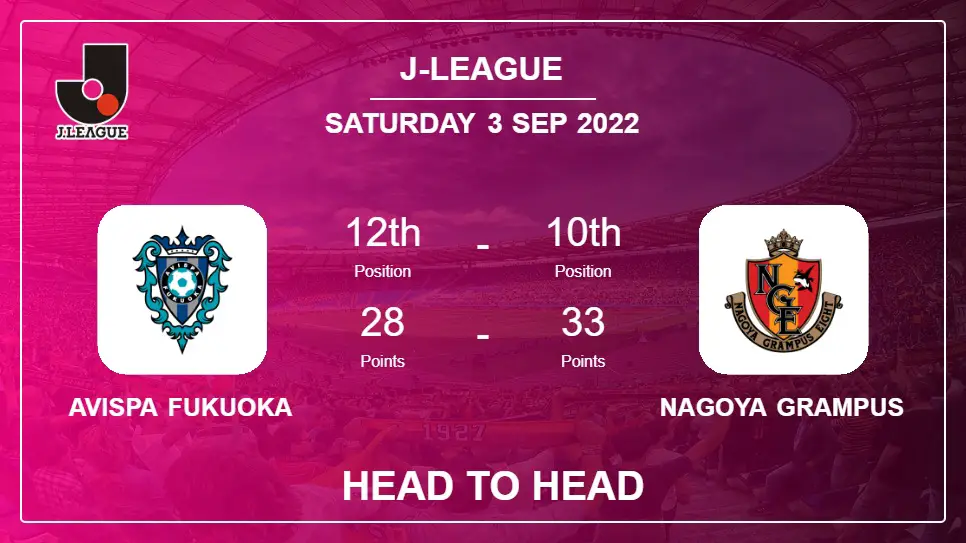 Avispa Fukuoka vs Nagoya Grampus: Head to Head stats, Prediction, Statistics - 03-09-2022 - J-League