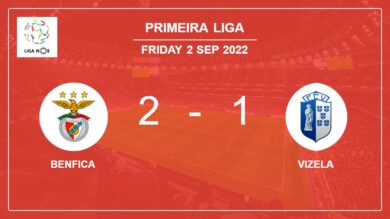 Primeira Liga: Benfica recovers a 0-1 deficit to best Vizela 2-1