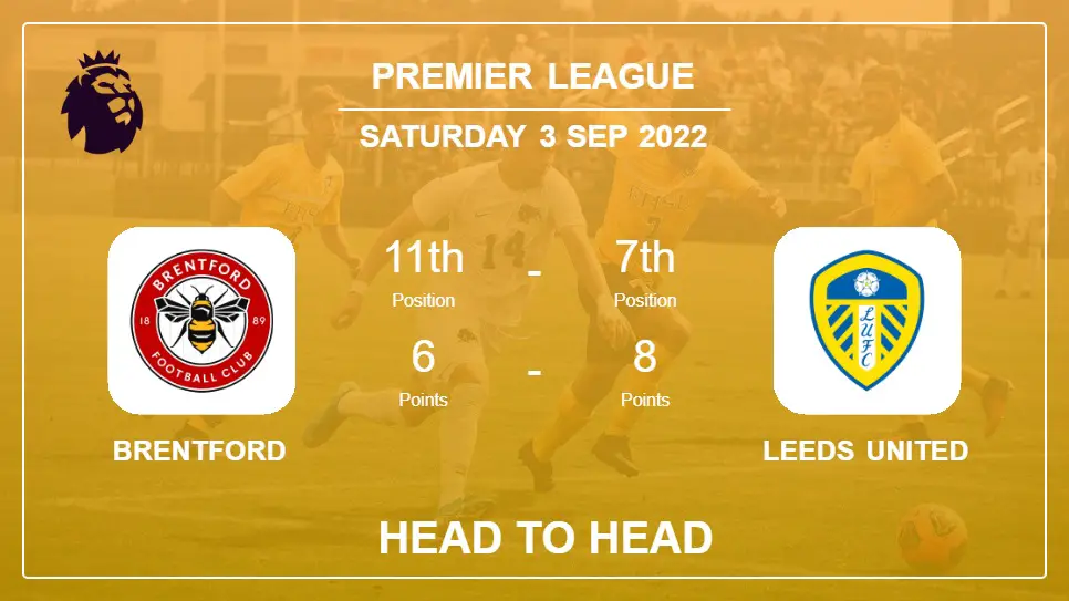 Head to Head stats Brentford vs Leeds United: Prediction, Odds - 03-09-2022 - Premier League
