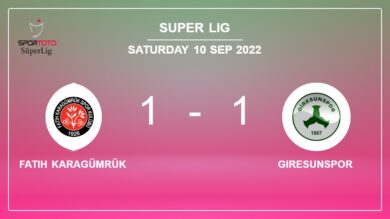 Super Lig: Fatih Karagümrük grabs a draw versus Giresunspor
