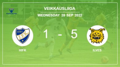 Veikkausliiga: Ilves overcomes HIFK 5-1 after a incredible match
