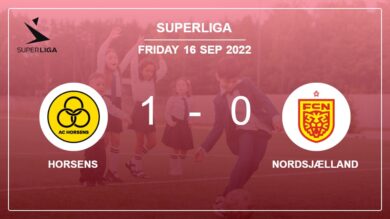 Horsens 1-0 Nordsjælland: defeats 1-0 with a goal scored by M. Risgaard