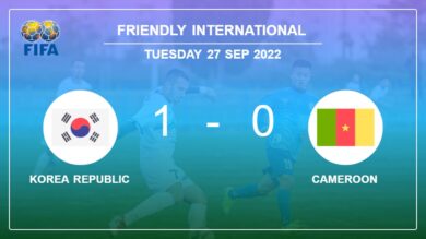 Korea Republic 1-0 Cameroon: tops 1-0 with a goal scored by S. Heung-Min