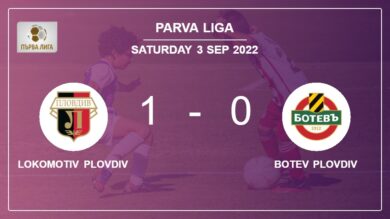 Lokomotiv Plovdiv 1-0 Botev Plovdiv: beats 1-0 with a goal scored by B. Dione