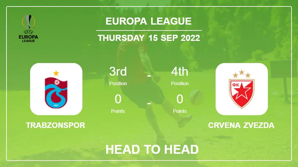 Trabzonspor vs Crvena Zvezda: Head to Head, Prediction | Odds 15-09-2022 - Europa League