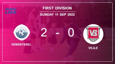 First Division: W. Abou scores a double to give a 2-0 win to Vendsyssel over Vejle