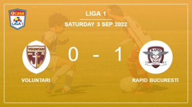 Rapid Bucuresti 1-0 Voluntari: tops 1-0 with a goal scored by M. Dugandzic