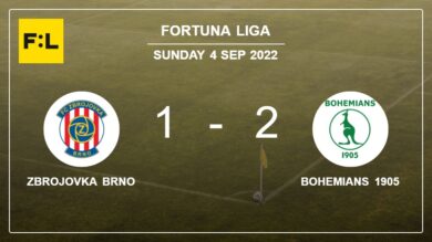 Fortuna Liga: Bohemians 1905 tops Zbrojovka Brno 2-1