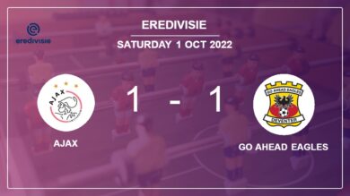 Ajax 1-1 Go Ahead Eagles: Draw on Saturday