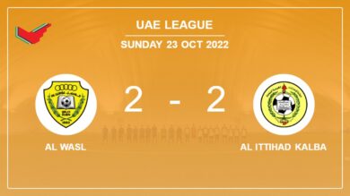 Uae League: Al Ittihad Kalba manages to draw 2-2 with Al Wasl after recovering a 0-2 deficit