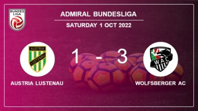 Admiral Bundesliga: Wolfsberger AC beats Austria Lustenau 3-1