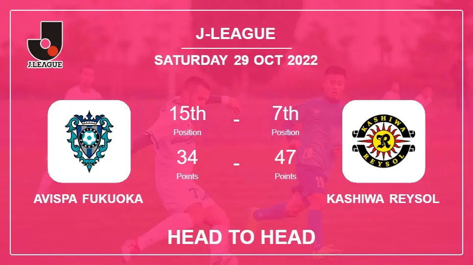 Head to Head stats Avispa Fukuoka vs Kashiwa Reysol: Prediction, Odds - 29-10-2022 - J-League