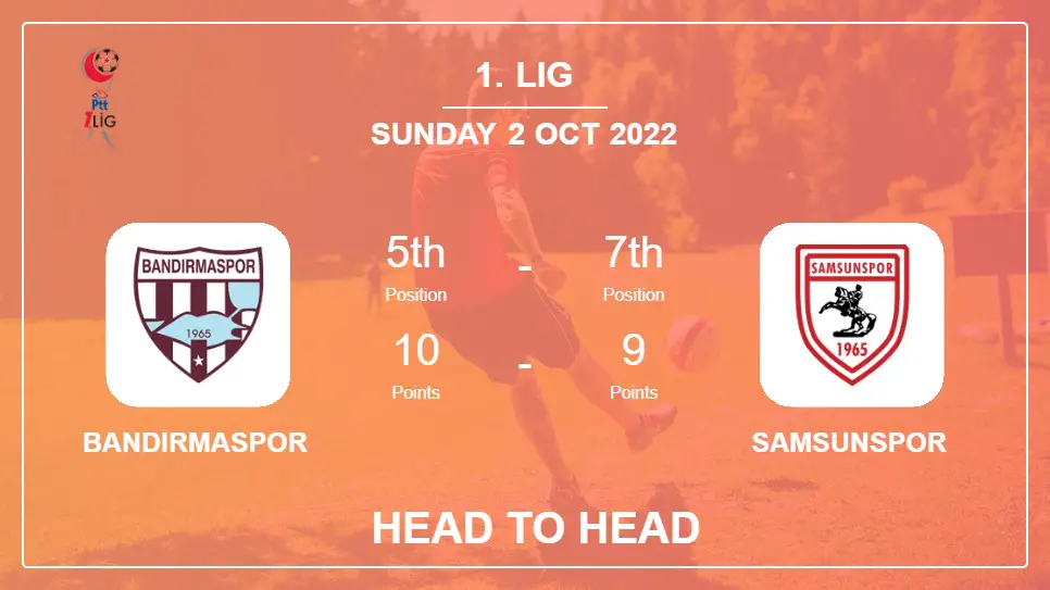 Head to Head Bandırmaspor vs Samsunspor | Prediction, Odds - 02-10-2022 - 1. Lig