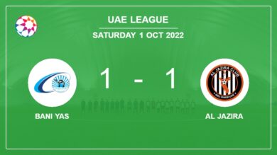 Bani Yas 1-1 Al Jazira: Draw on Saturday
