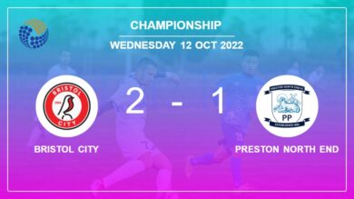 Bristol City prevails over Preston North End 2-1 with R. Atkinson scoring 2 goals
