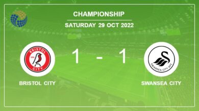 Bristol City 1-1 Swansea City: Draw on Saturday