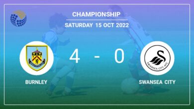 Championship: Burnley obliterates Swansea City 4-0 with a superb match