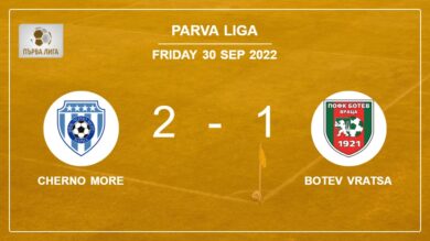 Parva Liga: Cherno More recovers a 0-1 deficit to defeat Botev Vratsa 2-1