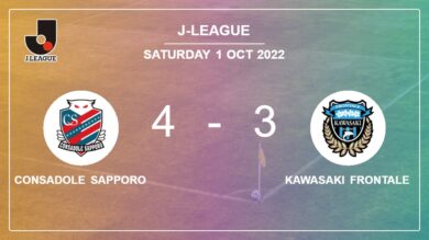 J-League: Consadole Sapporo beats Kawasaki Frontale 4-3