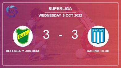 Superliga: Defensa y Justicia and Racing Club draw a frantic match 3-3 on Wednesday