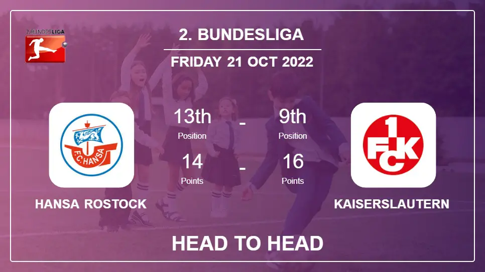 Head to Head stats Hansa Rostock vs Kaiserslautern: Prediction, Odds - 21-10-2022 - 2. Bundesliga