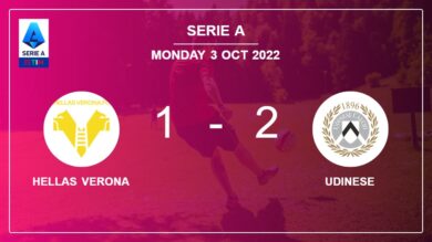 Serie A: Udinese recovers a 0-1 deficit to overcome Hellas Verona 2-1