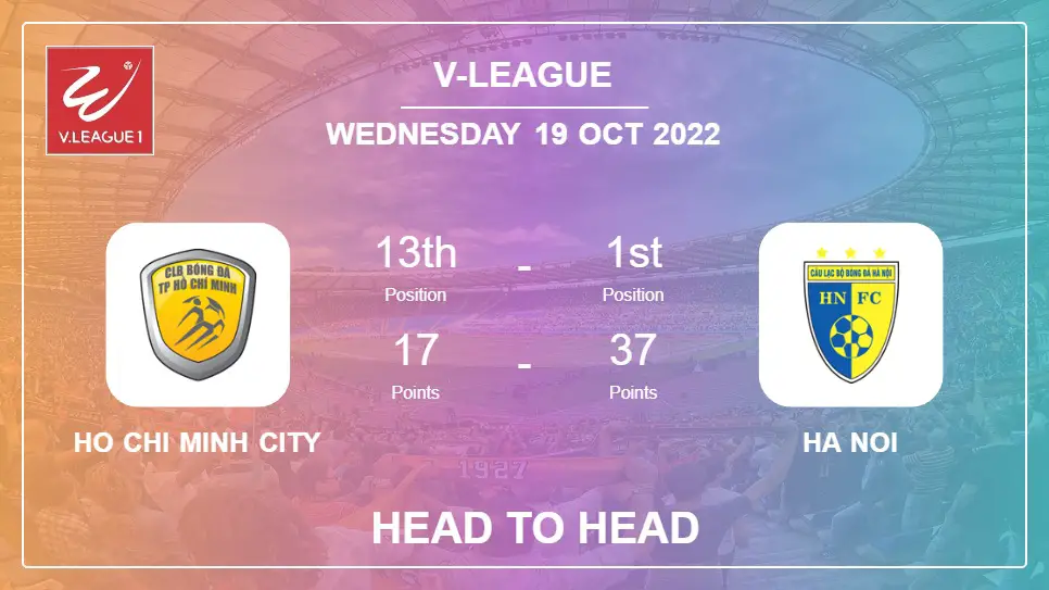 Head to Head stats Ho Chi Minh City vs Ha Noi: Prediction, Odds - 19-10-2022 - V-League