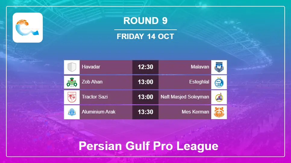 Iran Persian Gulf Pro League 2022-2023 Round-9 2022-10-14 matches