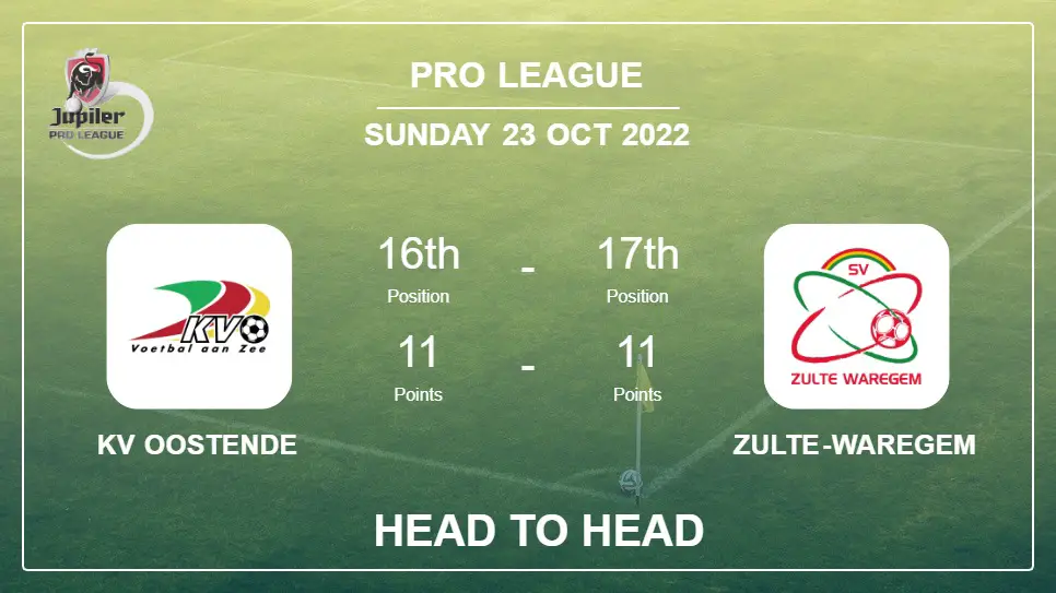 Head to Head KV Oostende vs Zulte-Waregem | Prediction, Odds - 23-10-2022 - Pro League