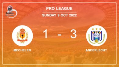 Pro League: Anderlecht tops Mechelen 3-1 after recovering from a 0-1 deficit