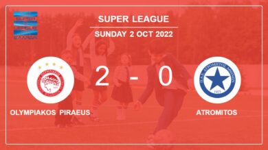 Super League: C. Bakambu scores a double to give a 2-0 win to Olympiakos Piraeus over Atromitos