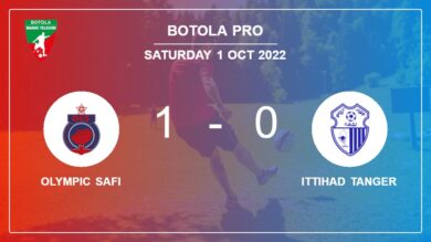 Olympic Safi 1-0 Ittihad Tanger: beats 1-0 with a goal scored by Y. Najari
