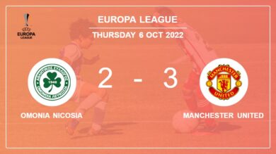Europa League: Manchester United demolishes Omonia Nicosia 3-2 with 2 goals from M. Rashford