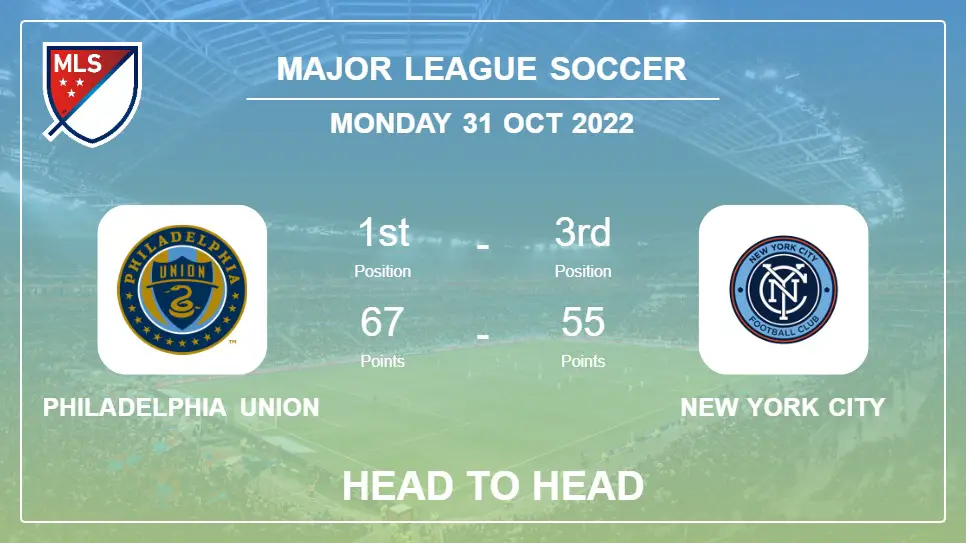 Philadelphia Union vs New York City: Head to Head stats, Prediction, Statistics - 31-10-2022 - Major League Soccer