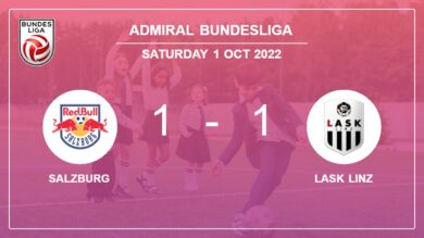 Admiral Bundesliga: Salzburg steals a draw versus LASK Linz