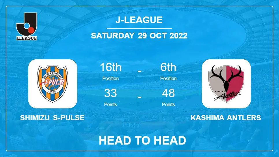 Shimizu S-Pulse vs Kashima Antlers: Head to Head stats, Prediction, Statistics - 29-10-2022 - J-League