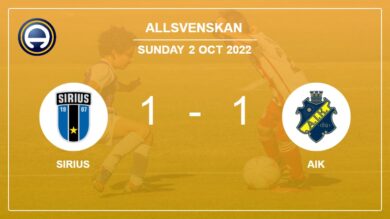 Sirius 1-1 AIK: Draw on Sunday