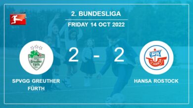 2. Bundesliga: SpVgg Greuther Fürth and Hansa Rostock draw 2-2 on Friday