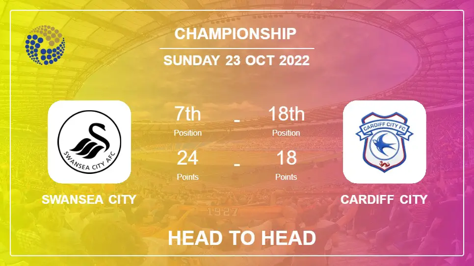 Head to Head stats Swansea City vs Cardiff City: Prediction, Odds - 23-10-2022 - Championship