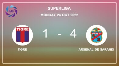 Superliga: Arsenal de Sarandi overcomes Tigre 4-1