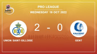 Pro League: Union Saint-Gilloise defeats Gent 2-0 on Wednesday