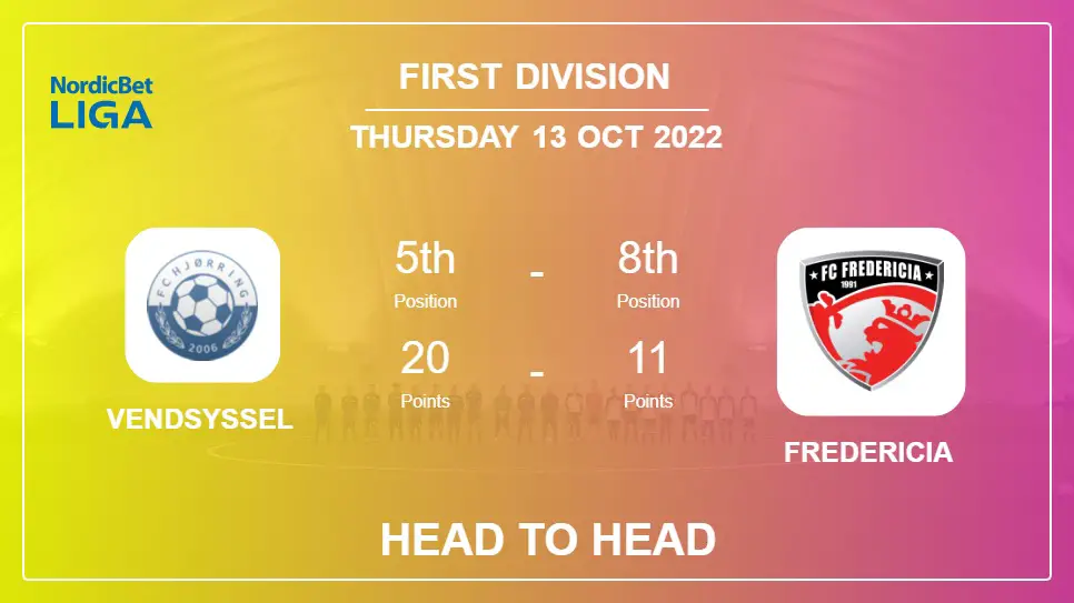 Head to Head stats Vendsyssel vs Fredericia: Prediction, Odds - 13-10-2022 - First Division