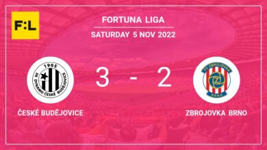 Fortuna Liga: České Budějovice tops Zbrojovka Brno 3-2