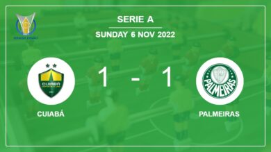 Cuiabá 1-1 Palmeiras: Draw on Sunday