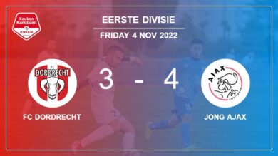 Eerste Divisie: Jong Ajax demolishes FC Dordrecht 4-3 with 2 goals from K. Hlynsson