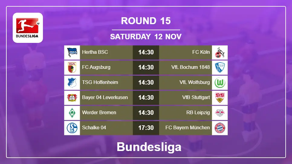 Germany Bundesliga 2022-2023 Round-15 2022-11-12 matches