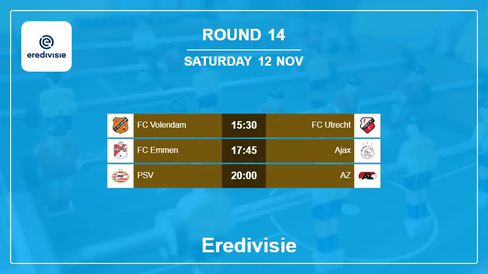 Netherlands Eredivisie 2022-2023 Round-14 2022-11-12 matches